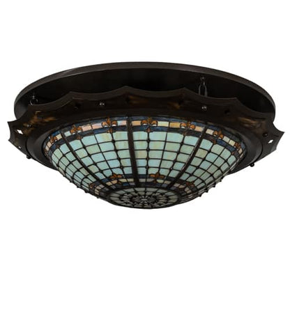 Fleur-de-Lite 4 Light 32" Wide Semi-Flush Bowl Ceiling Fixture