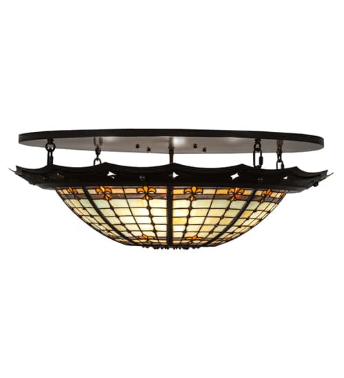 Fleur-de-Lite 4 Light 32" Wide Semi-Flush Bowl Ceiling Fixture