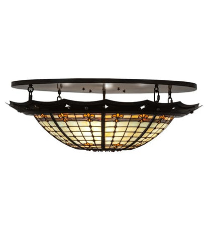 Fleur-de-Lite 4 Light 32" Wide Semi-Flush Bowl Ceiling Fixture