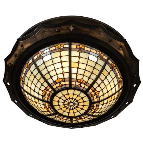 Fleur-de-Lite 4 Light 32" Wide Semi-Flush Bowl Ceiling Fixture