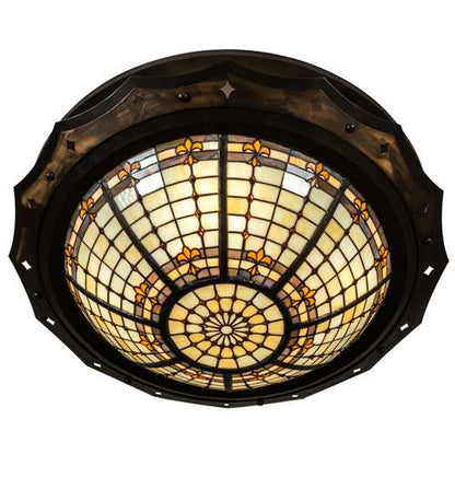 Fleur-de-Lite 4 Light 32" Wide Semi-Flush Bowl Ceiling Fixture