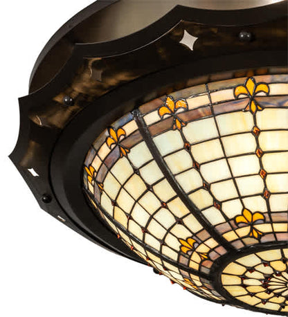 Fleur-de-Lite 4 Light 32" Wide Semi-Flush Bowl Ceiling Fixture