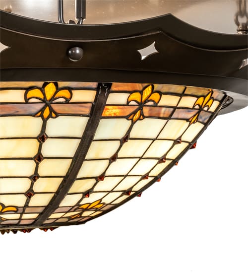 Fleur-de-Lite 4 Light 32" Wide Semi-Flush Bowl Ceiling Fixture