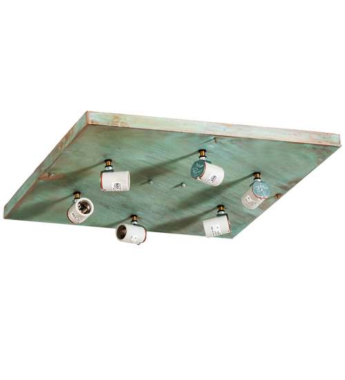 Hyde Park Ginkgo 6 Light 28" Wide Flush Mount Square Ceiling Fixture
