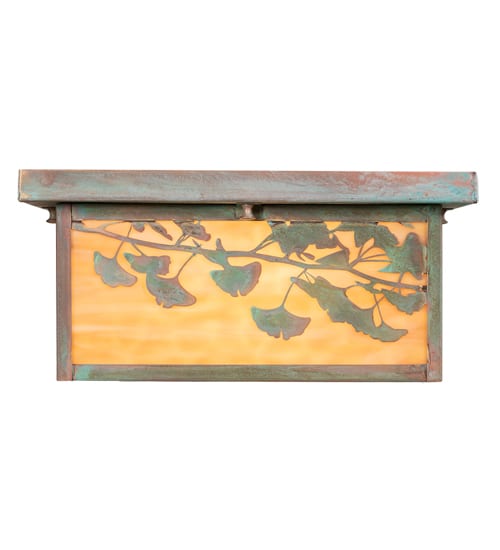 Hyde Park Ginkgo 2 Light 20" Wide Flush Mount Square Ceiling Fixture - Verdigris / Copper Finish