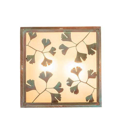 Hyde Park Ginkgo 2 Light 20" Wide Flush Mount Square Ceiling Fixture - Verdigris / Copper Finish