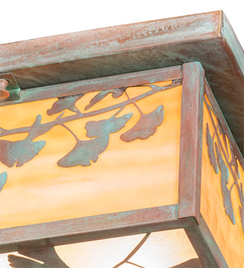 Hyde Park Ginkgo 2 Light 20" Wide Flush Mount Square Ceiling Fixture - Verdigris / Copper Finish