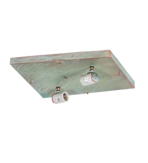 Hyde Park Ginkgo 2 Light 20" Wide Flush Mount Square Ceiling Fixture - Verdigris / Copper Finish