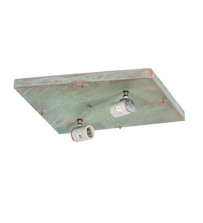 Hyde Park Ginkgo 2 Light 20" Wide Flush Mount Square Ceiling Fixture - Verdigris / Copper Finish