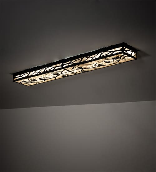 Whispering Pines 62" Wide LED Flush Mount Ceiling Fixture - Flat Black Finish