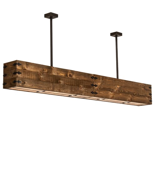 8 Light 120" Wide Wood Linear Pendant