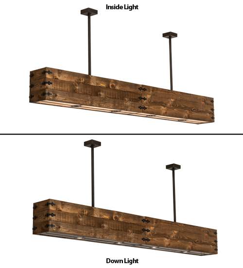 8 Light 120" Wide Wood Linear Pendant