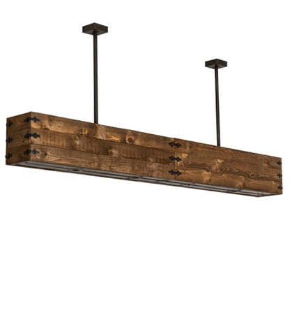 8 Light 120" Wide Wood Linear Pendant