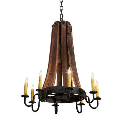 Barrel Stave 8 Light 24" Wide Taper Candle Style Chandelier
