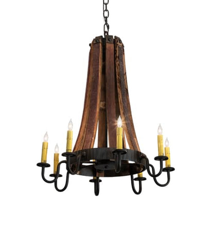 Barrel Stave 8 Light 24" Wide Taper Candle Style Chandelier