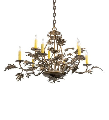 Oak Leaf 9 Light 32" Wide Taper Candle Style Chandelier