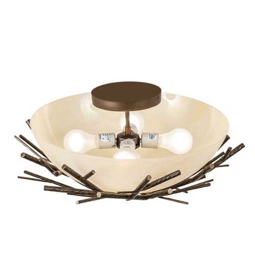Branches 4 Light 23" Wide Semi-Flush Bowl Ceiling Fixture