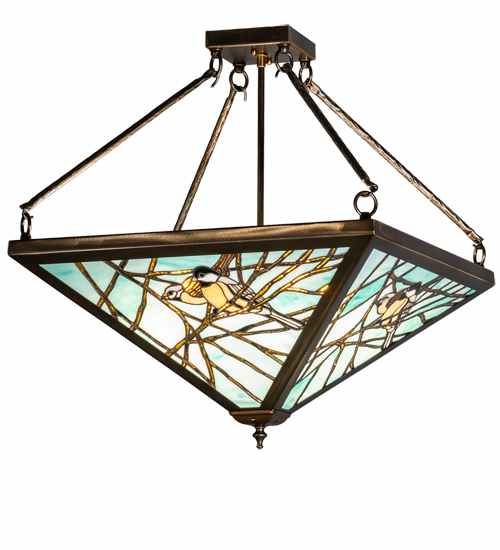 Backyard Friends 4 Light 24" Tall Semi-Flush Ceiling Fixture - Antique Copper Finish