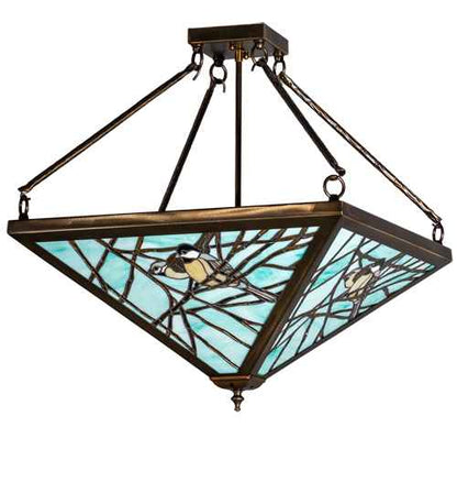 Backyard Friends 4 Light 24" Tall Semi-Flush Ceiling Fixture - Antique Copper Finish