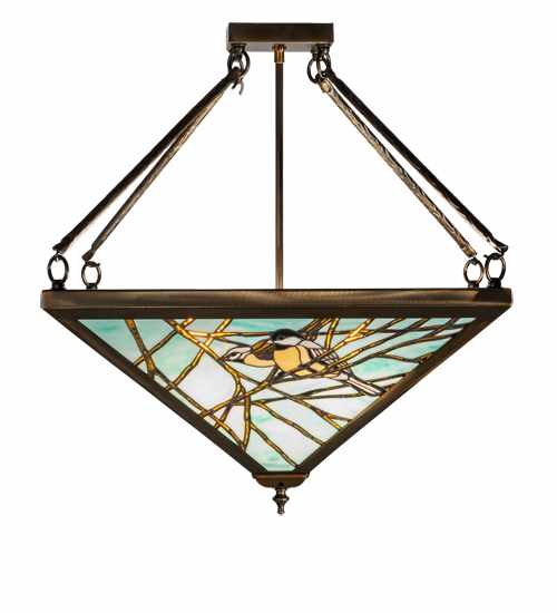 Backyard Friends 4 Light 24" Tall Semi-Flush Ceiling Fixture - Antique Copper Finish