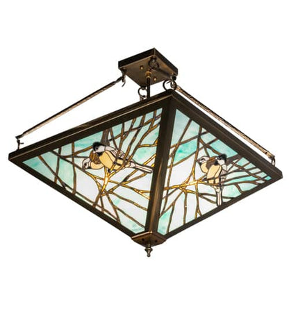 Backyard Friends 4 Light 24" Tall Semi-Flush Ceiling Fixture - Antique Copper Finish