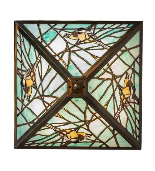 Backyard Friends 4 Light 24" Tall Semi-Flush Ceiling Fixture - Antique Copper Finish