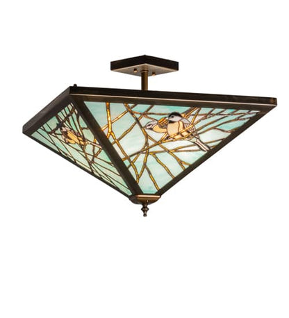 Backyard Friends 4 Light 16" Tall Semi-Flush Ceiling Fixture - Antique Copper Finish