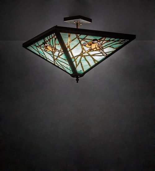 Backyard Friends 4 Light 16" Tall Semi-Flush Ceiling Fixture - Antique Copper Finish