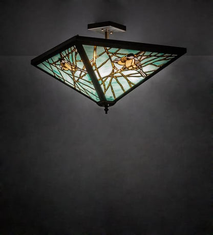 Backyard Friends 4 Light 16" Tall Semi-Flush Ceiling Fixture - Antique Copper Finish