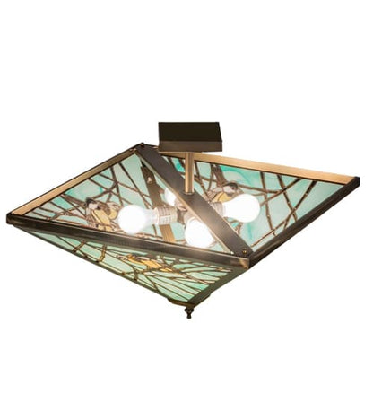 Backyard Friends 4 Light 16" Tall Semi-Flush Ceiling Fixture - Antique Copper Finish