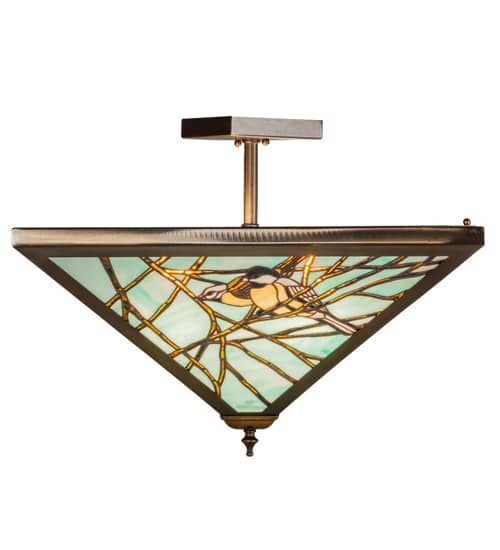 Backyard Friends 4 Light 16" Tall Semi-Flush Ceiling Fixture - Antique Copper Finish