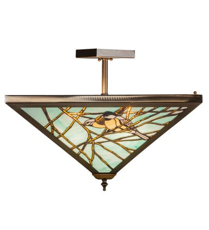 Backyard Friends 4 Light 16" Tall Semi-Flush Ceiling Fixture - Antique Copper Finish