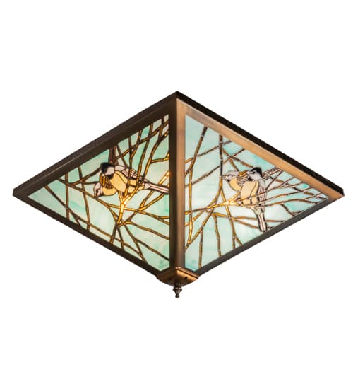 Backyard Friends 4 Light 16" Tall Semi-Flush Ceiling Fixture - Antique Copper Finish