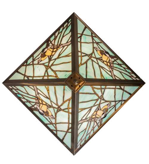 Backyard Friends 4 Light 16" Tall Semi-Flush Ceiling Fixture - Antique Copper Finish