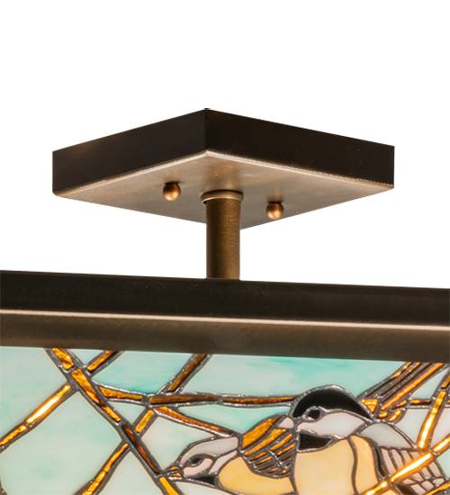 Backyard Friends 4 Light 16" Tall Semi-Flush Ceiling Fixture - Antique Copper Finish