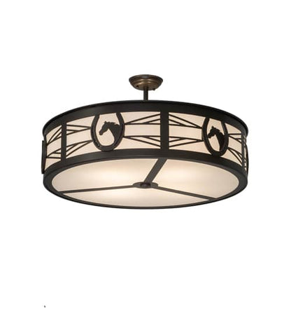 Horseshoe 4 Light 30" Wide Semi-Flush Drum Ceiling Fixture