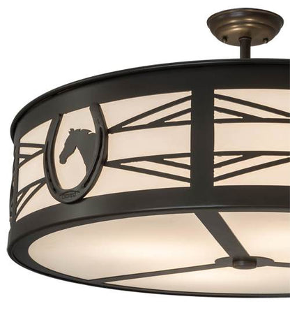 Horseshoe 4 Light 30" Wide Semi-Flush Drum Ceiling Fixture