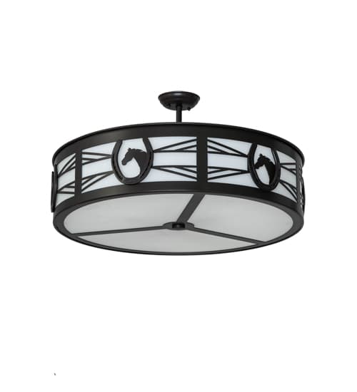Horseshoe 4 Light 30" Wide Semi-Flush Drum Ceiling Fixture