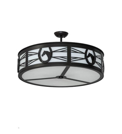 Horseshoe 4 Light 30" Wide Semi-Flush Drum Ceiling Fixture