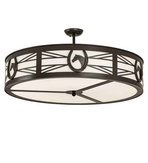 Horseshoe 6 Light 36" Wide Semi-Flush Drum Ceiling Fixture