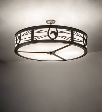 Horseshoe 6 Light 36" Wide Semi-Flush Drum Ceiling Fixture