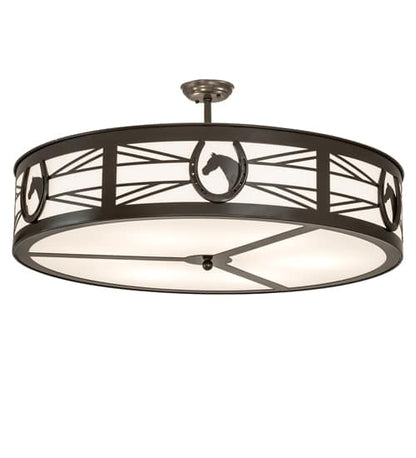 Horseshoe 6 Light 36" Wide Semi-Flush Drum Ceiling Fixture