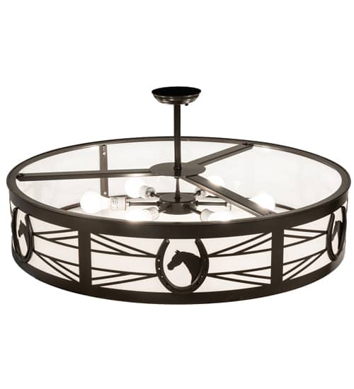 Horseshoe 6 Light 36" Wide Semi-Flush Drum Ceiling Fixture