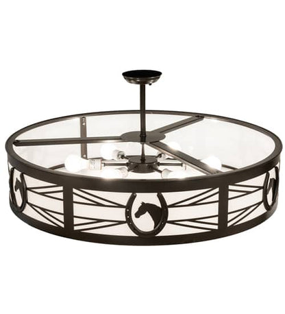 Horseshoe 6 Light 36" Wide Semi-Flush Drum Ceiling Fixture