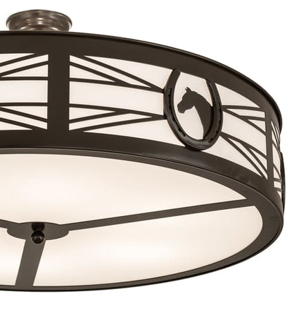Horseshoe 6 Light 36" Wide Semi-Flush Drum Ceiling Fixture