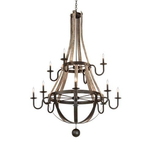 Barrel Stave 12 Light 56" Wide Taper Candle Style Chandelier