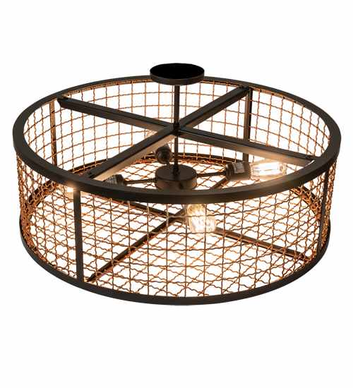 Paloma Golpe 4 Light 30" Wide Semi-Flush Drum Ceiling Fixture