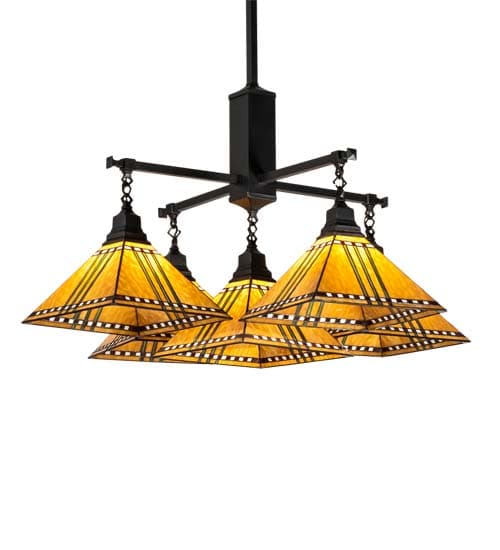 Square Prairie Corn 5 Light 54" Wide Chandelier