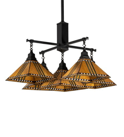 Square Prairie Corn 5 Light 54" Wide Chandelier