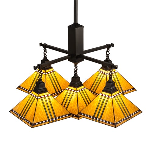 Square Prairie Corn 5 Light 54" Wide Chandelier